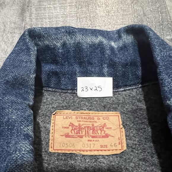 VTG Levis Trucker Jacket 70506-0317 Dark Wash Blanket Lined 1980s Men's Size 46 - Picture 7 of 7